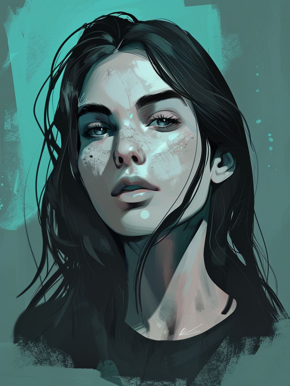Cyan Dream Portrait - Image 1