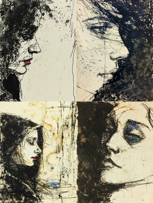 Ink Splatter Noir Portrait