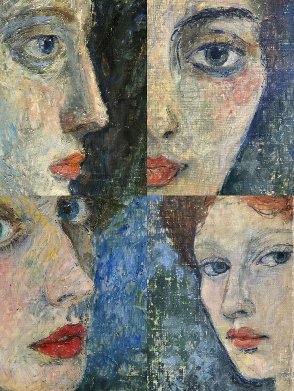 Melancholy Gaze in Textured Oil