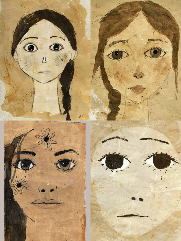 Rustic Ink Portrait on Parchment