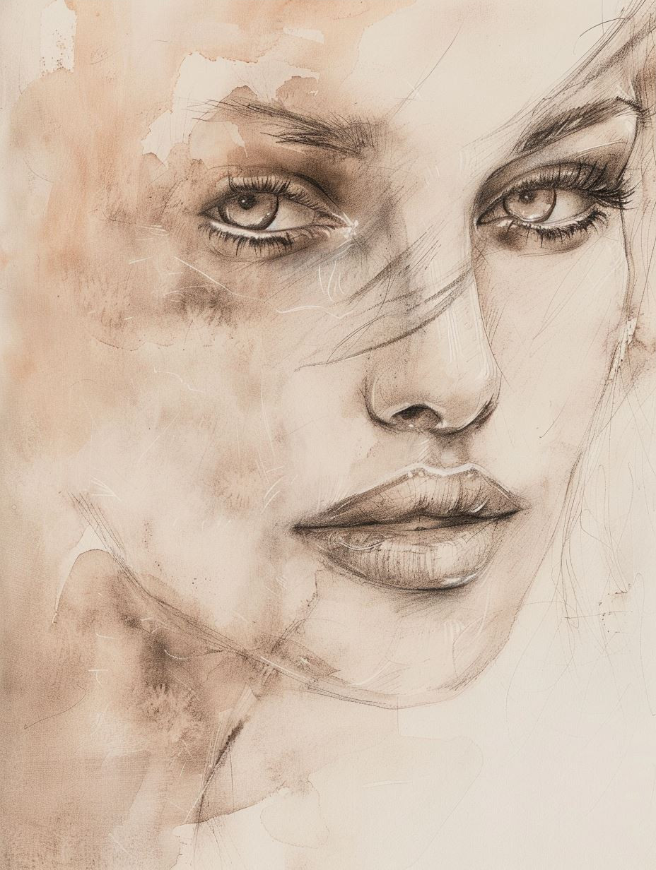 Ethereal Sepia Charcoal Portrait - Image 3