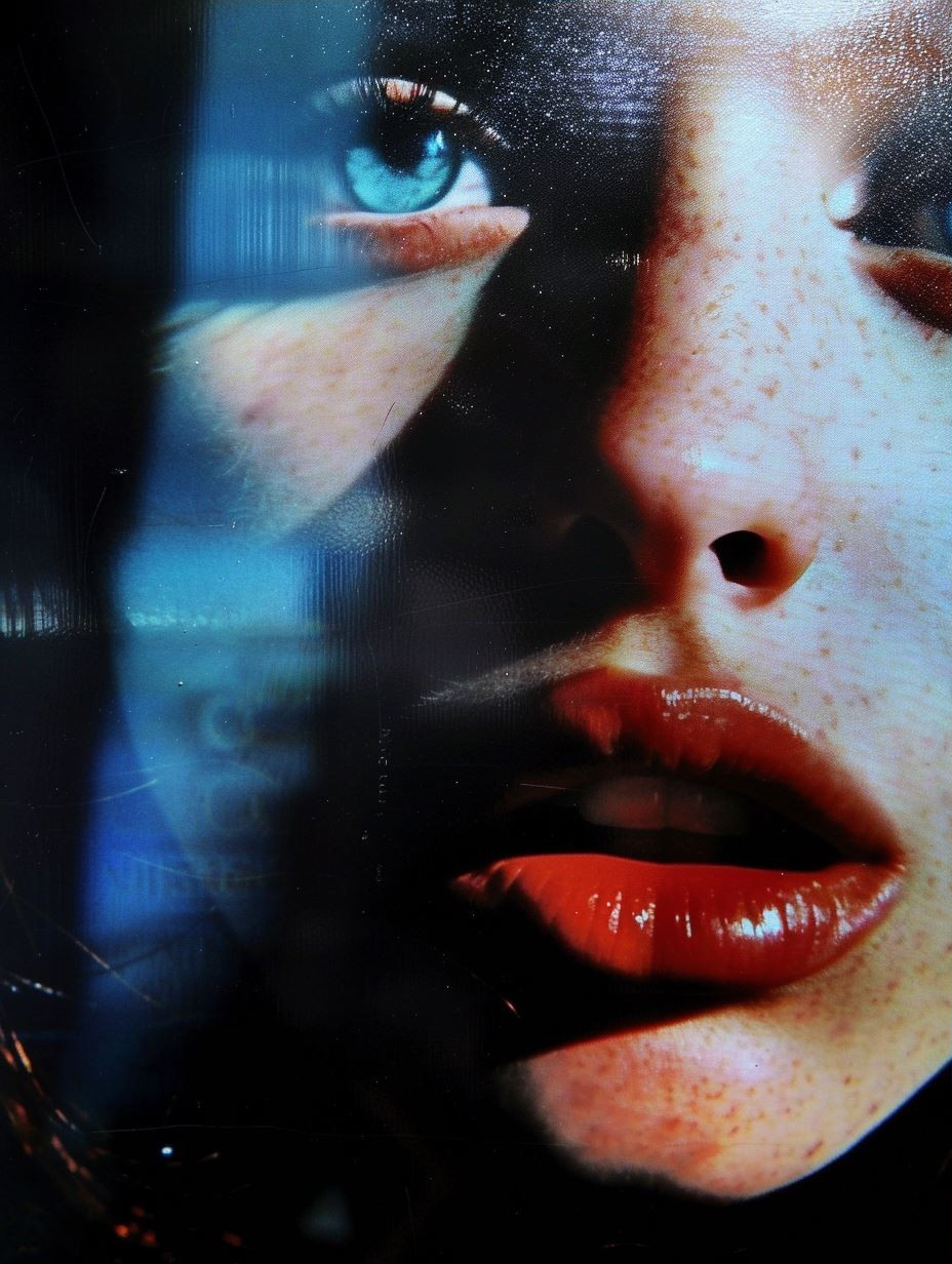 Fragmented Blue Neon Portraits - Image 3