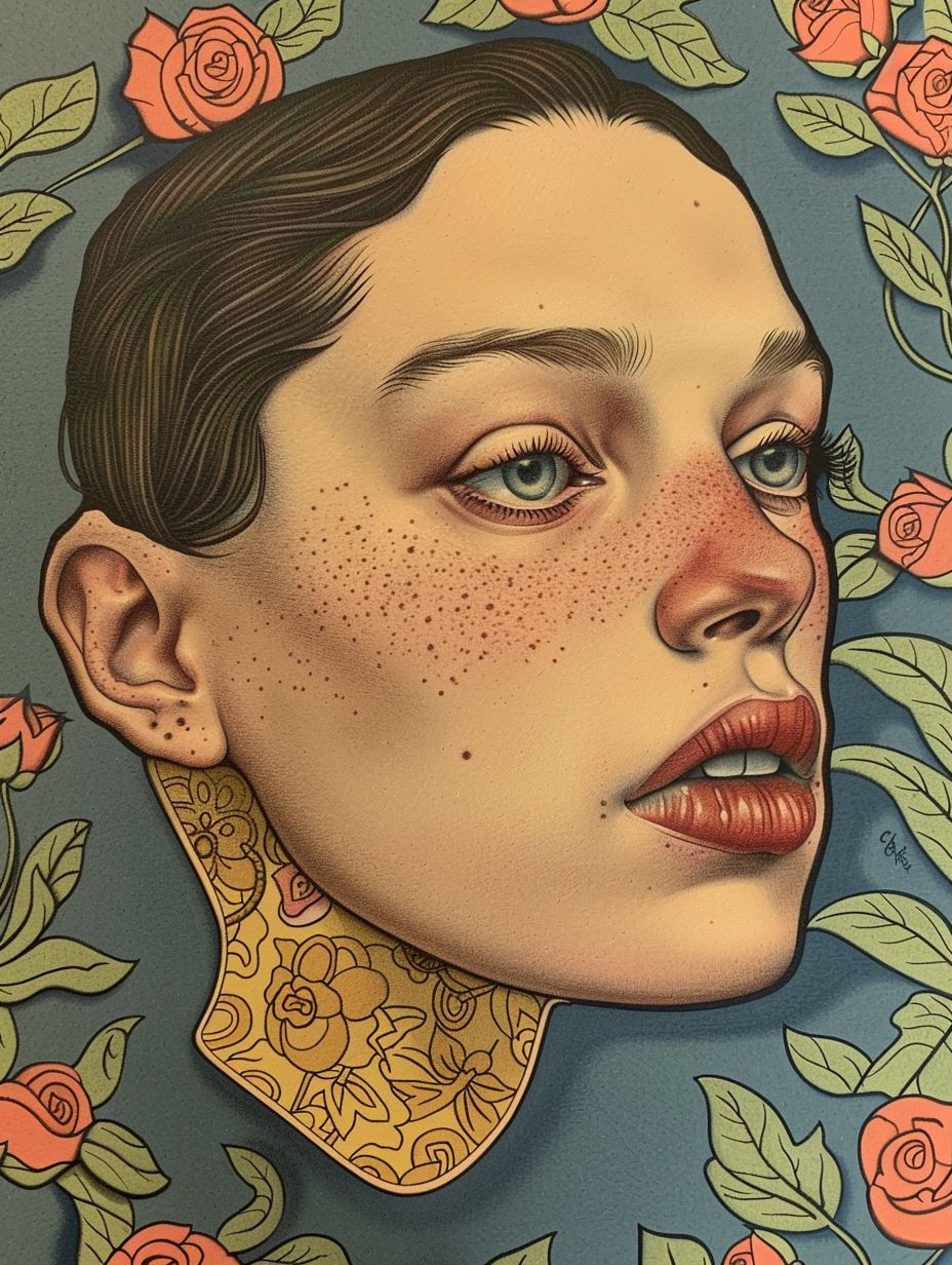 Floral Freckles: A Digital Portrait Study - Image 1