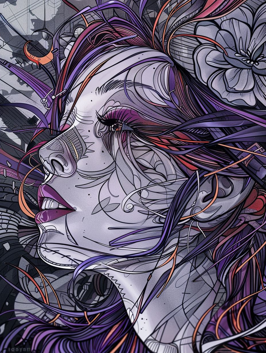 Cybernetic Soul in Violet Hues - Image 2