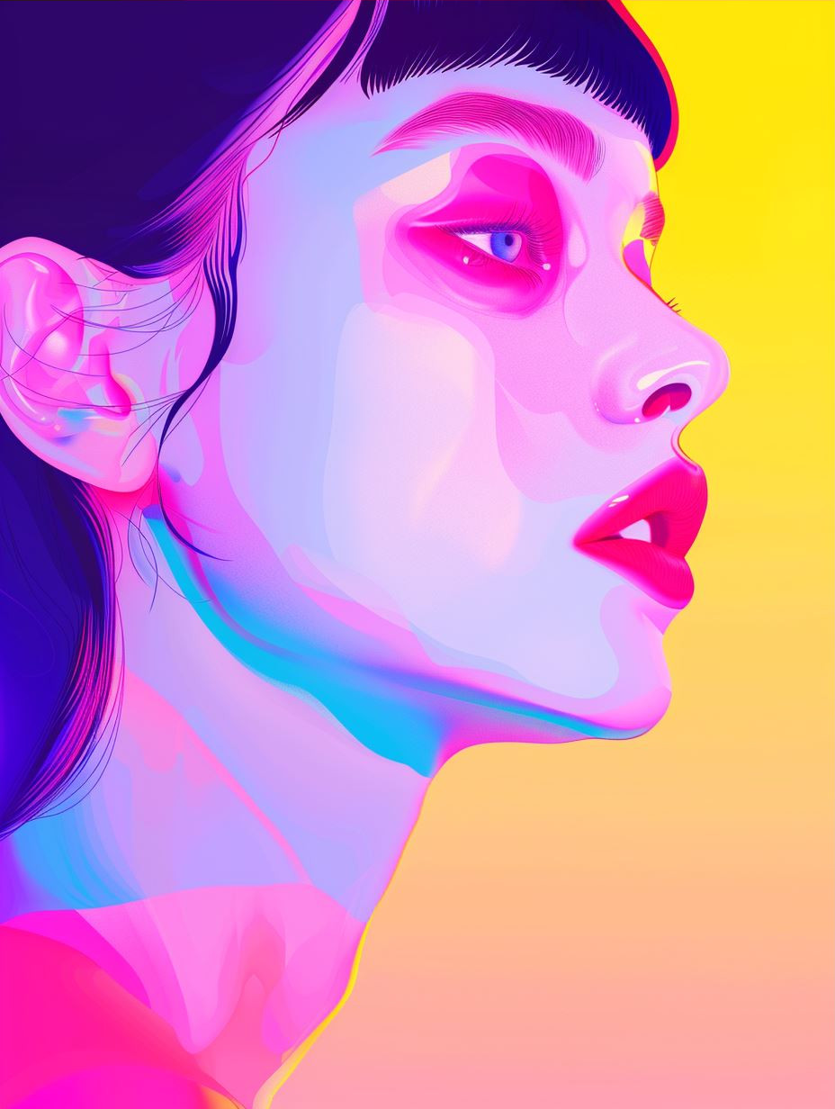 Neon Visions: A Quad-Portrait Study - Image 3