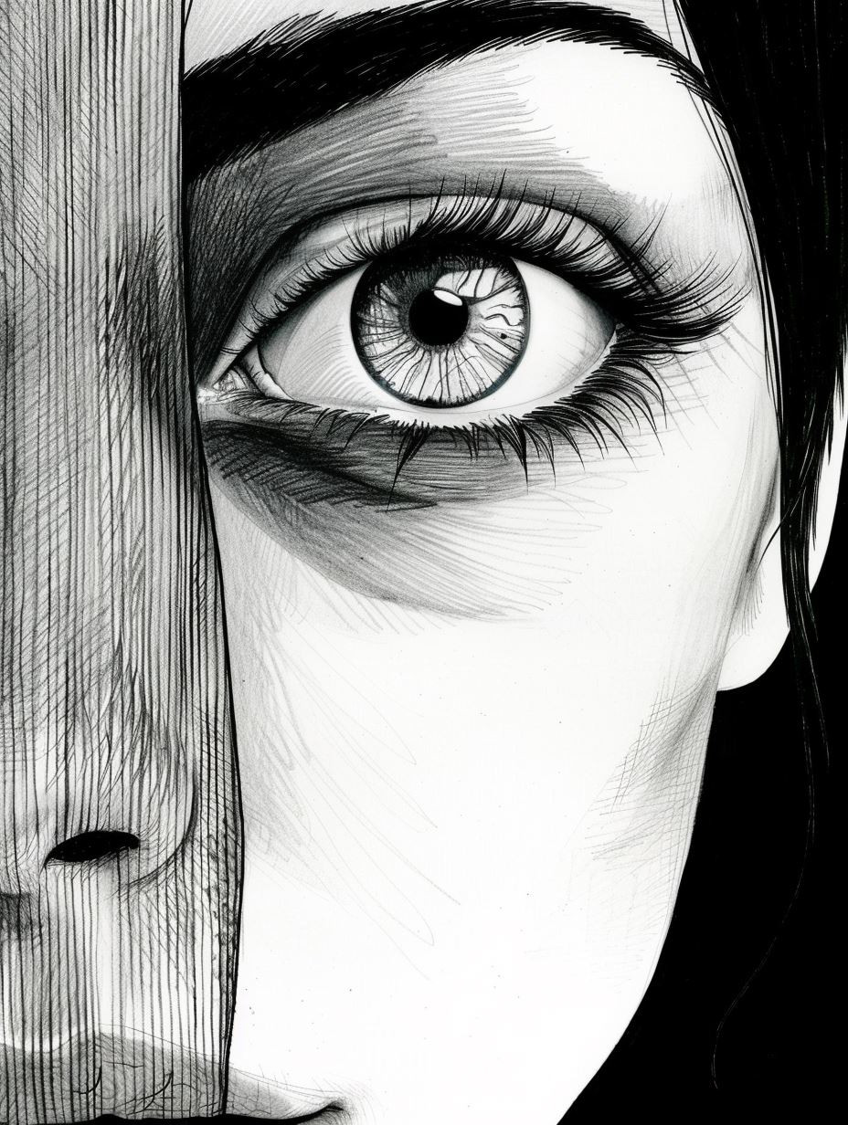 Fragmented Gazes in Monochrome Ink - Image 3