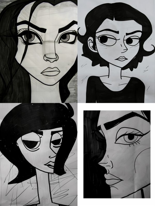 Ink and Shadow: Female Portrait Studies