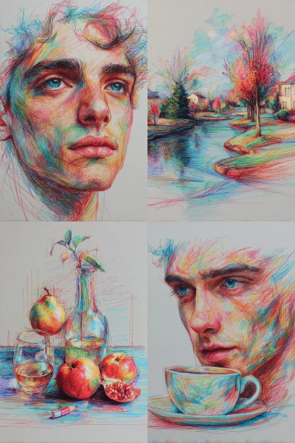 Prismatic Scribble Portrait