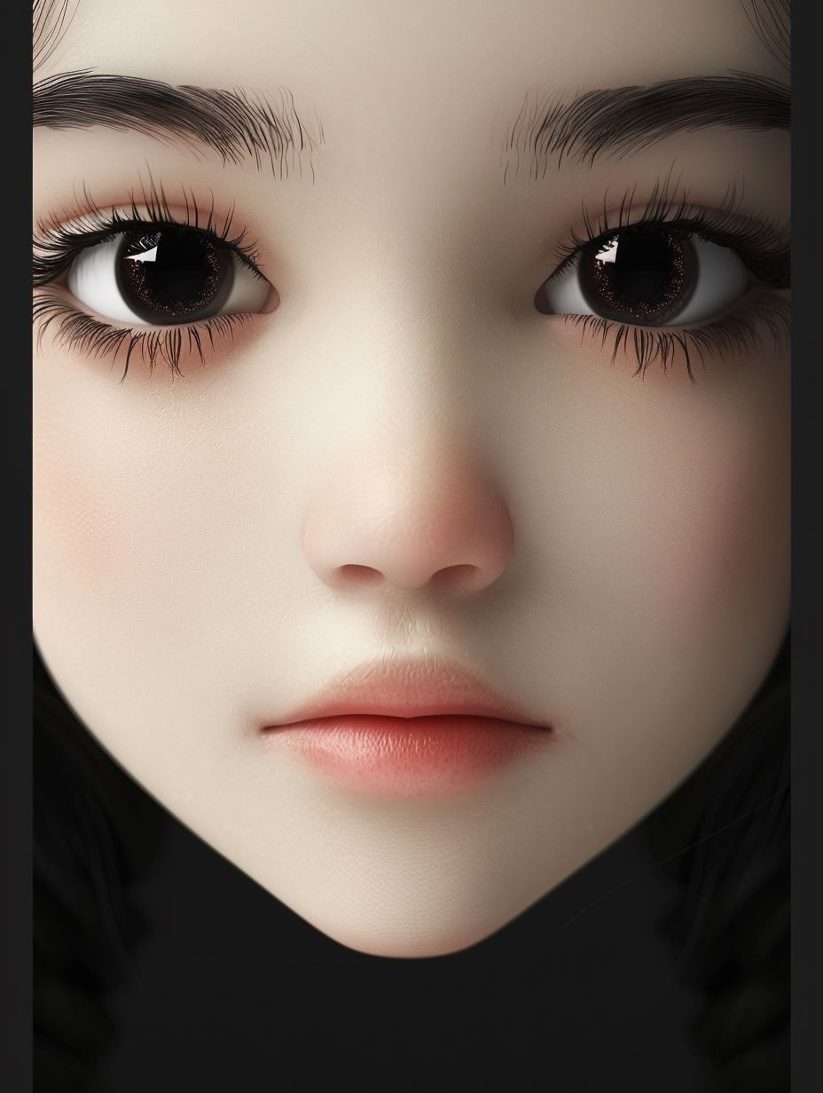 Hyper-Realistic Porcelain Doll Portrait