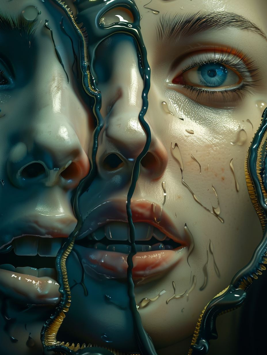 Liquid Chrome Surrealist Portrait - Image 1