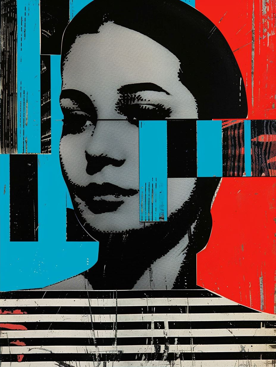 Fragmented Gaze in Neon Contrast - Image 2