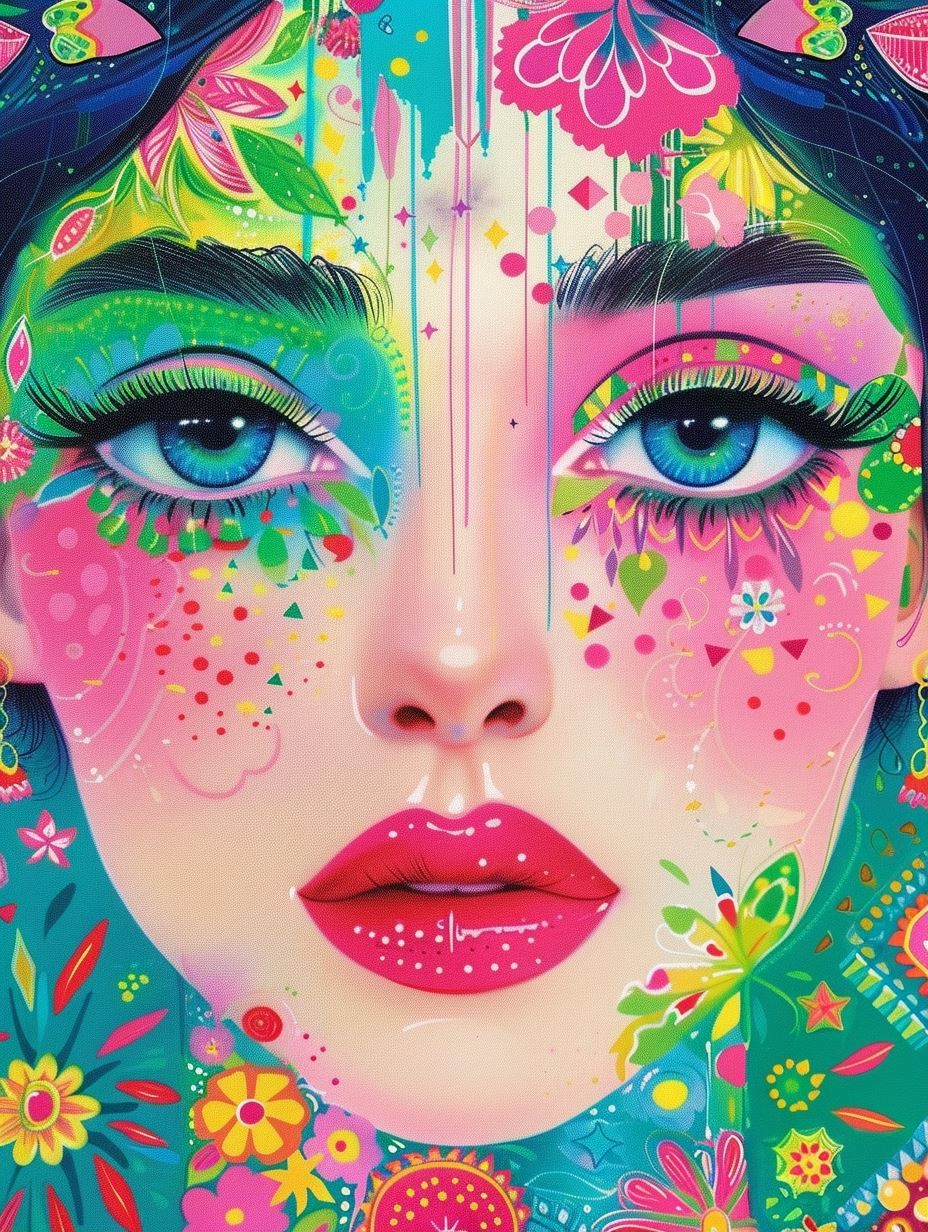 Neon Floral Psychedelic Portrait