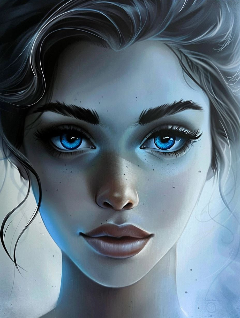 Azure Gazes: Digital Beauty Portraits - Image 3