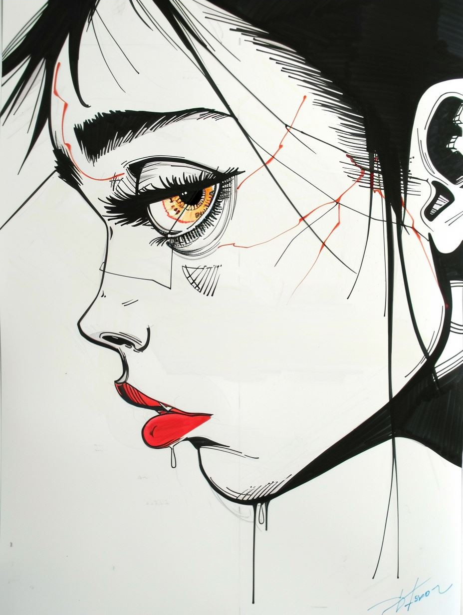 Melancholic Modernist Portrait Study - Image 4