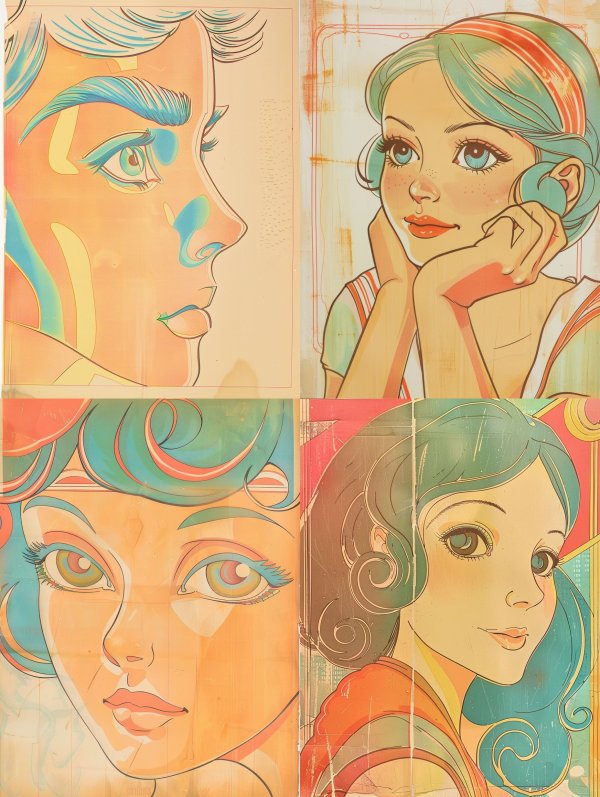 Vintage Pastel Portrait Studies