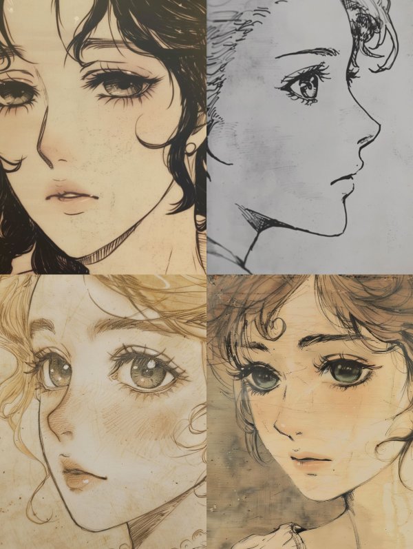 Ethereal Vintage Manga Portraits