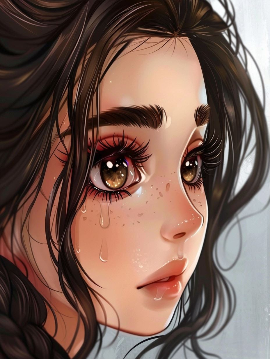 Melancholy Muse: Digital Portrait Study - Image 1
