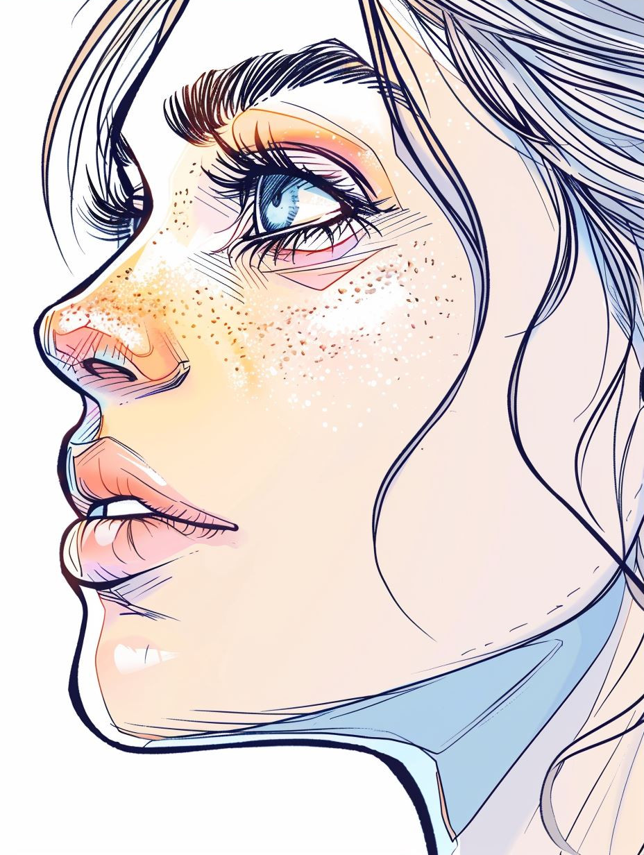 Ethereal Gazes: A Study of Freckled Beauty - Image 3