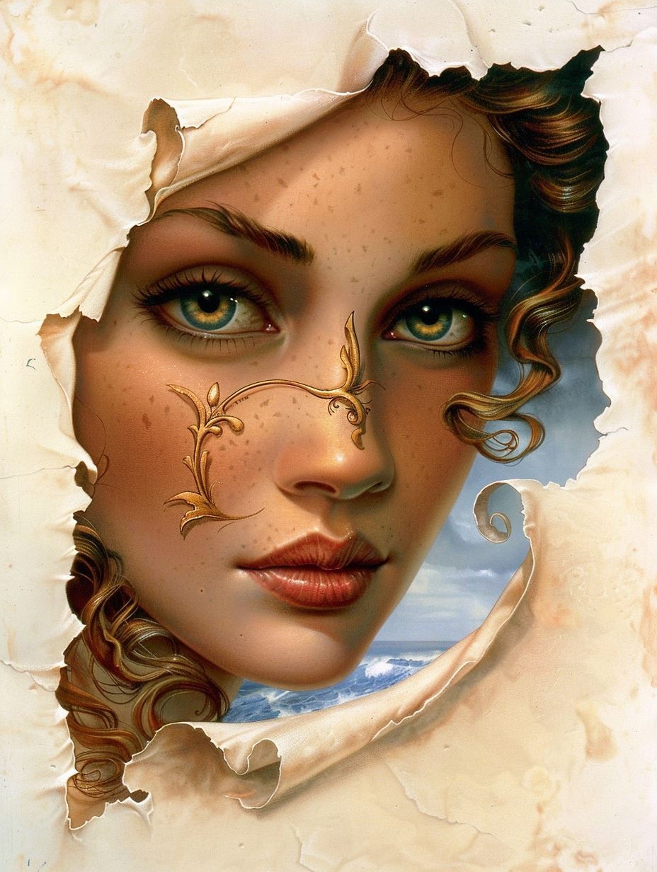 Ancient Gilded Portrait of Elegance - Image 4