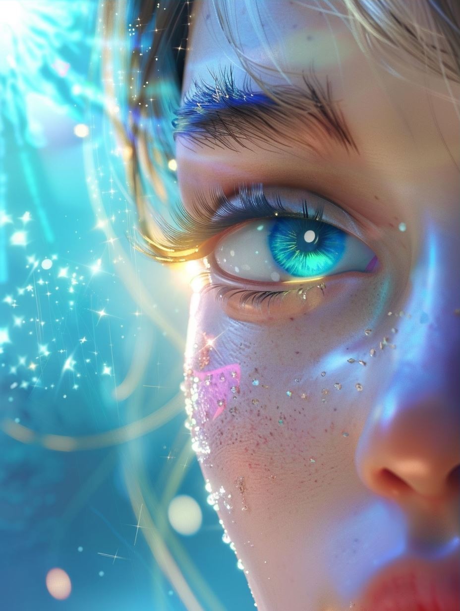 Ethereal Glow of Azure Eyes - Image 3