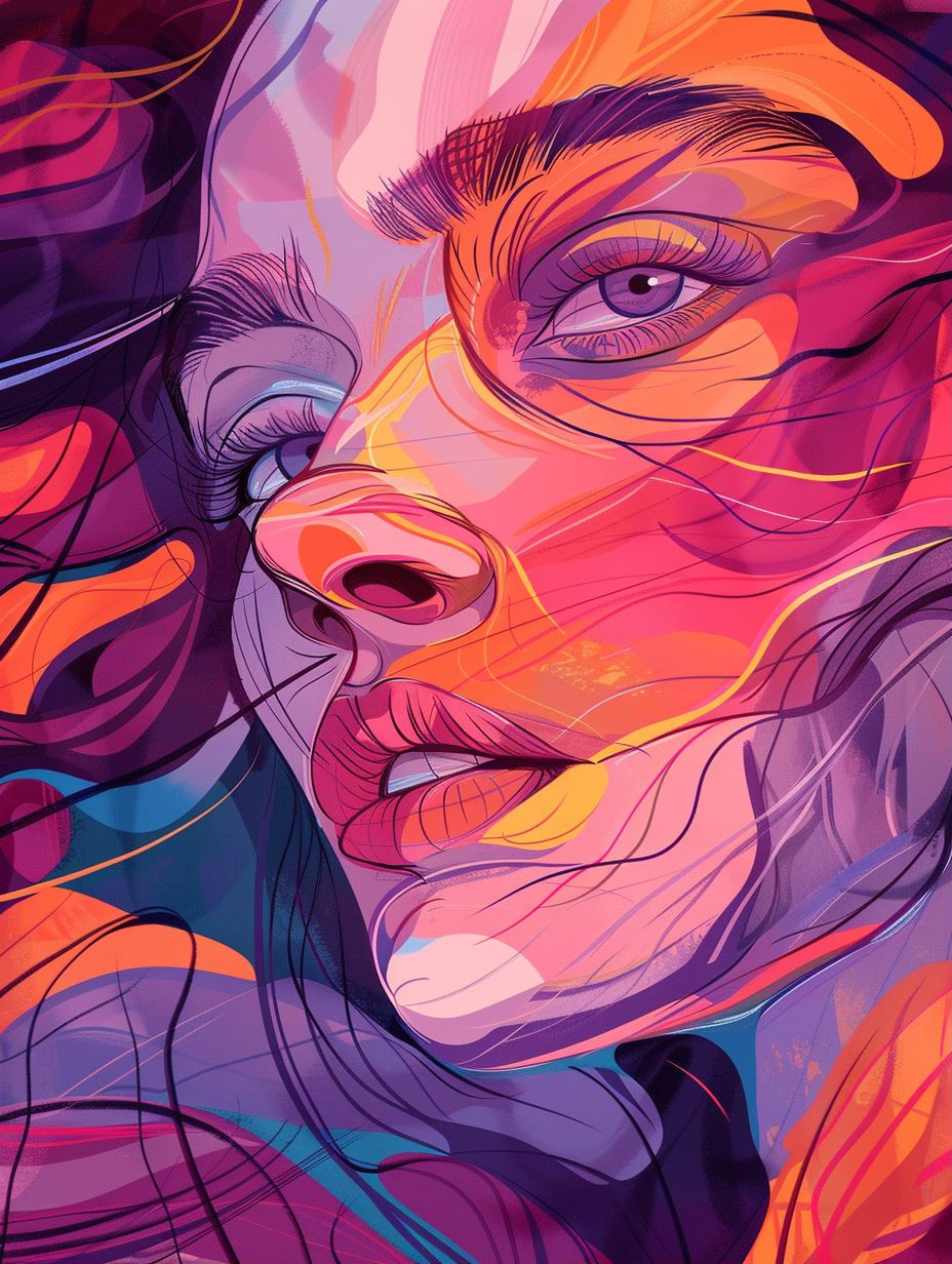 Vibrant Neon Psychedelic Portraits - Image 1