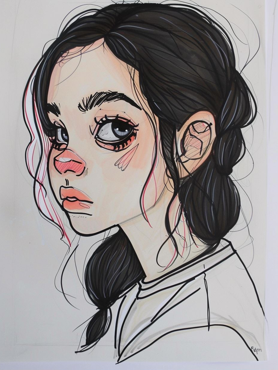 Melancholic Stylized Portrait Studies - Image 2