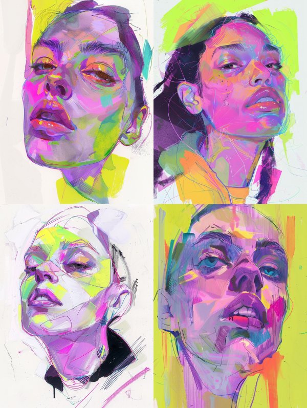 Neon Dreams: A Prism of Portraits