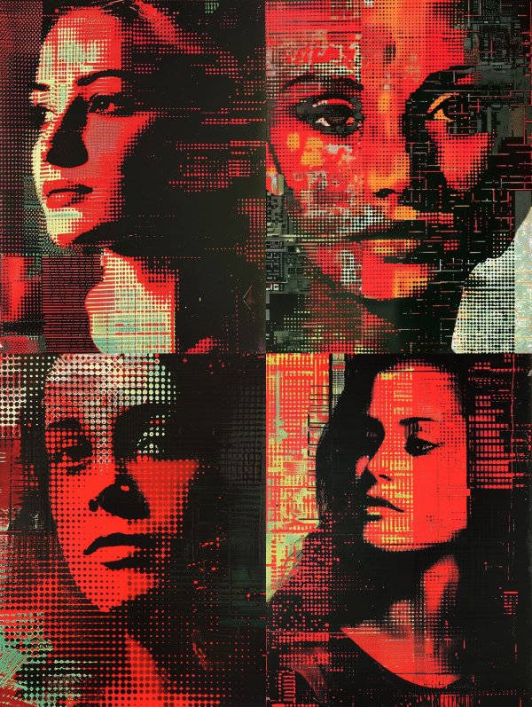 Digital Glitch Halftone Portrait