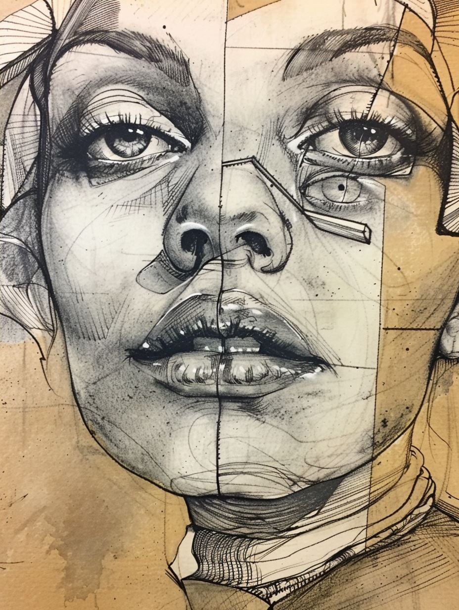 Fragmented Soul Charcoal Portrait - Image 4