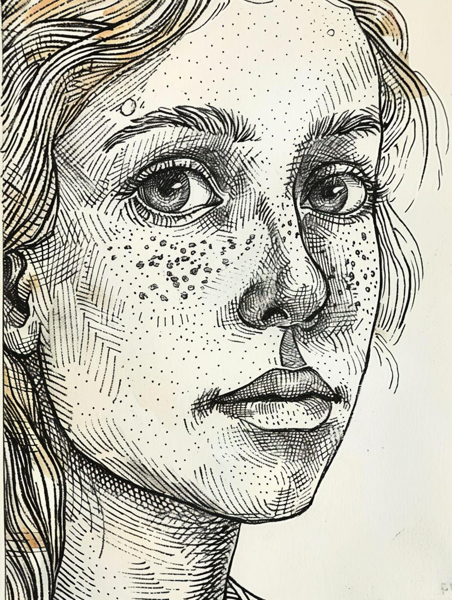 Intricate Ink Portrait Studies - Image 1
