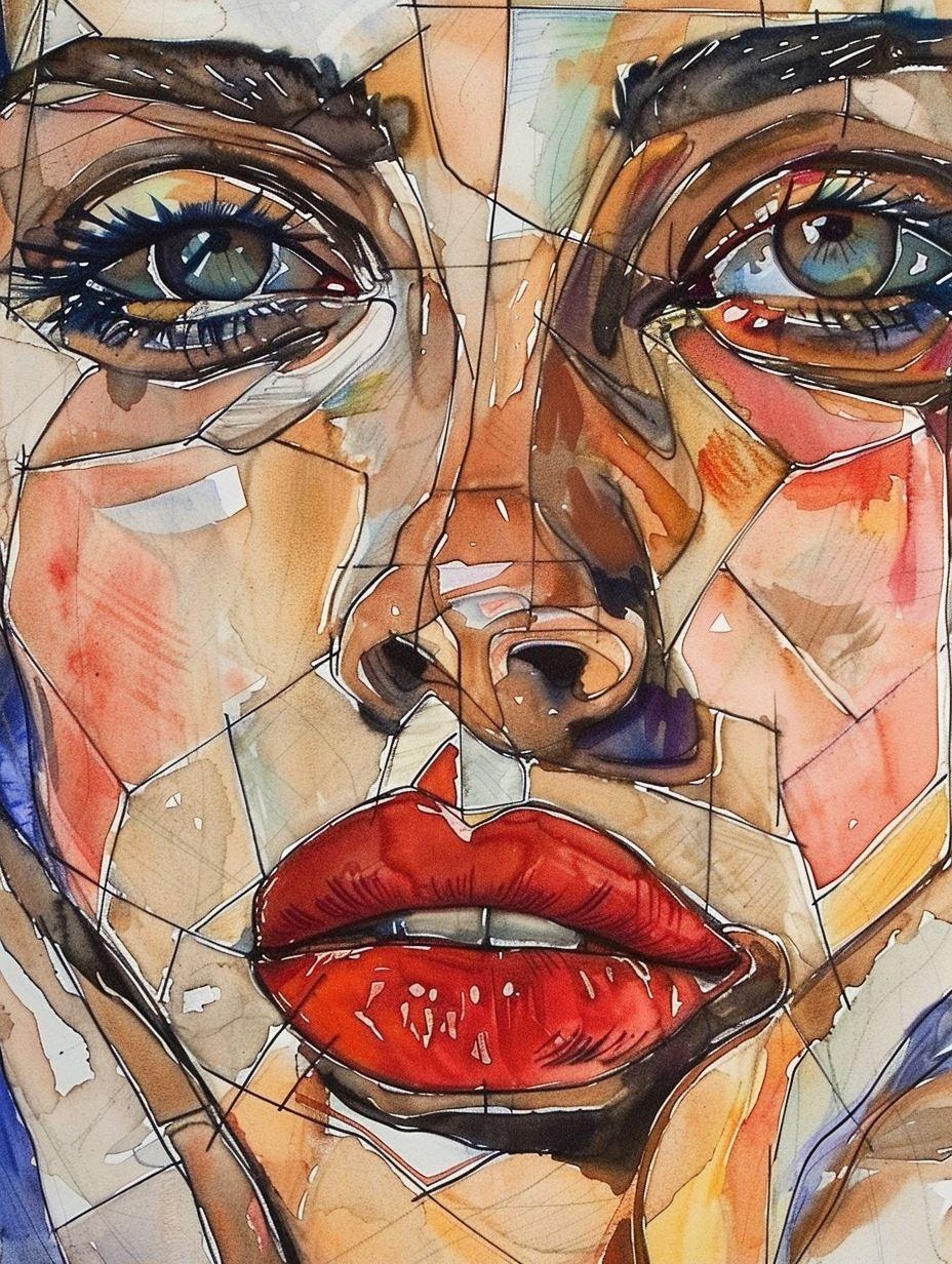 Fragmented Beauty: A Study in Watercolor - Image 1