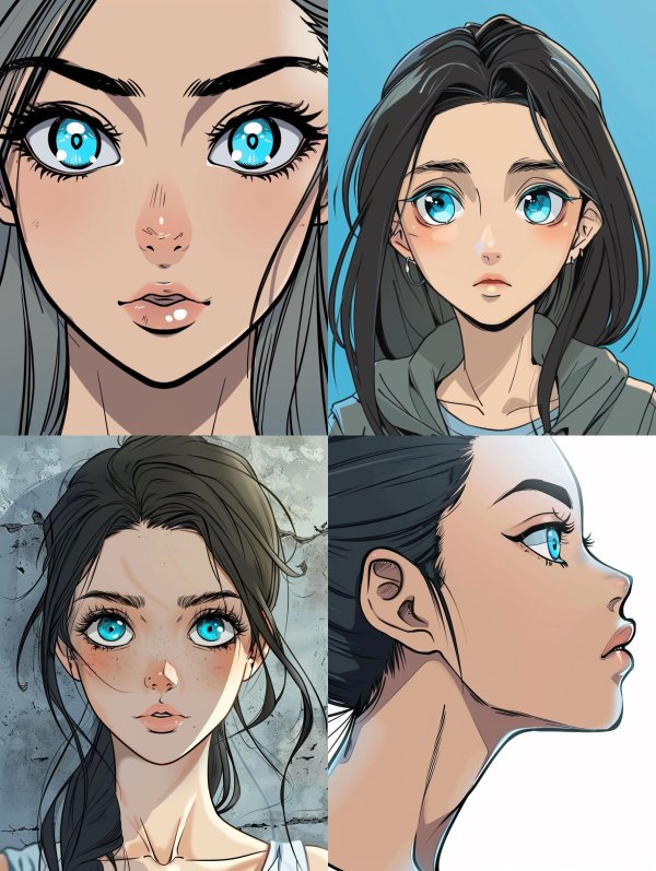 Azure Gaze: Anime Girl Portrait Study