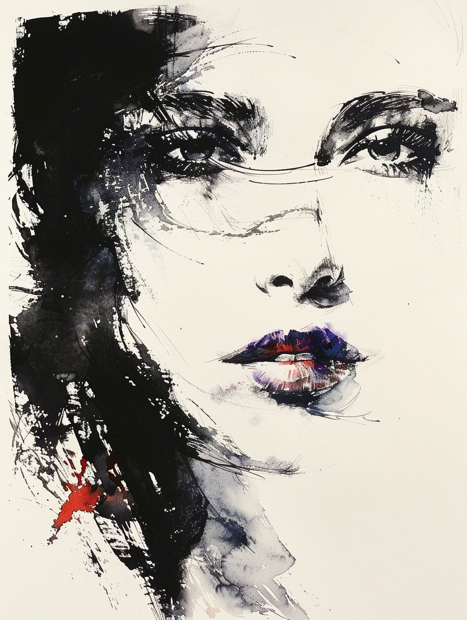 Shadows of Elegance: Ink Portraits - Image 1