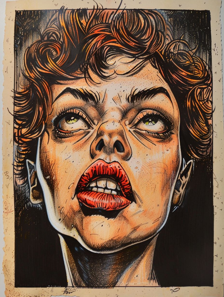 Bold Ink Portrait with Freckles - Image 4