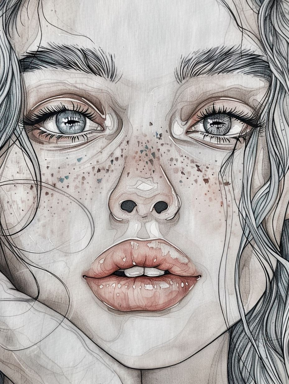 Ethereal Floral Portrait Sketches - Image 3