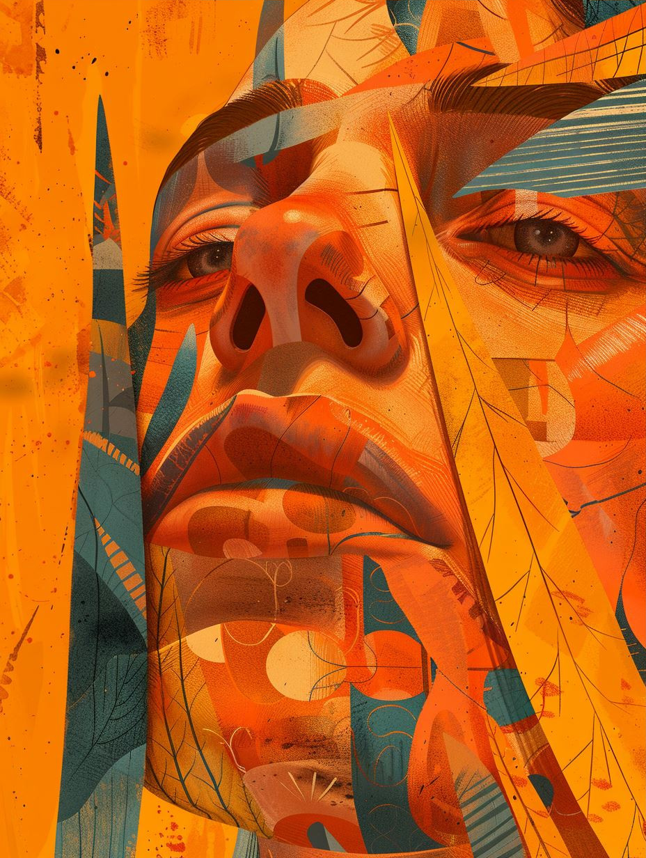 Abstract Fragmented Orange Portraits - Image 3