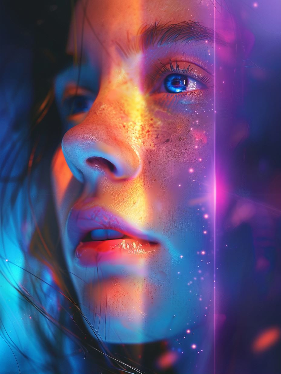 Neon Visions: A Cybernetic Portrait Study - Image 1