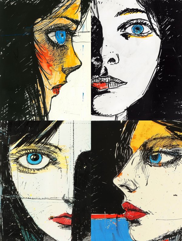 Fragmented Gaze of Blue Eyes