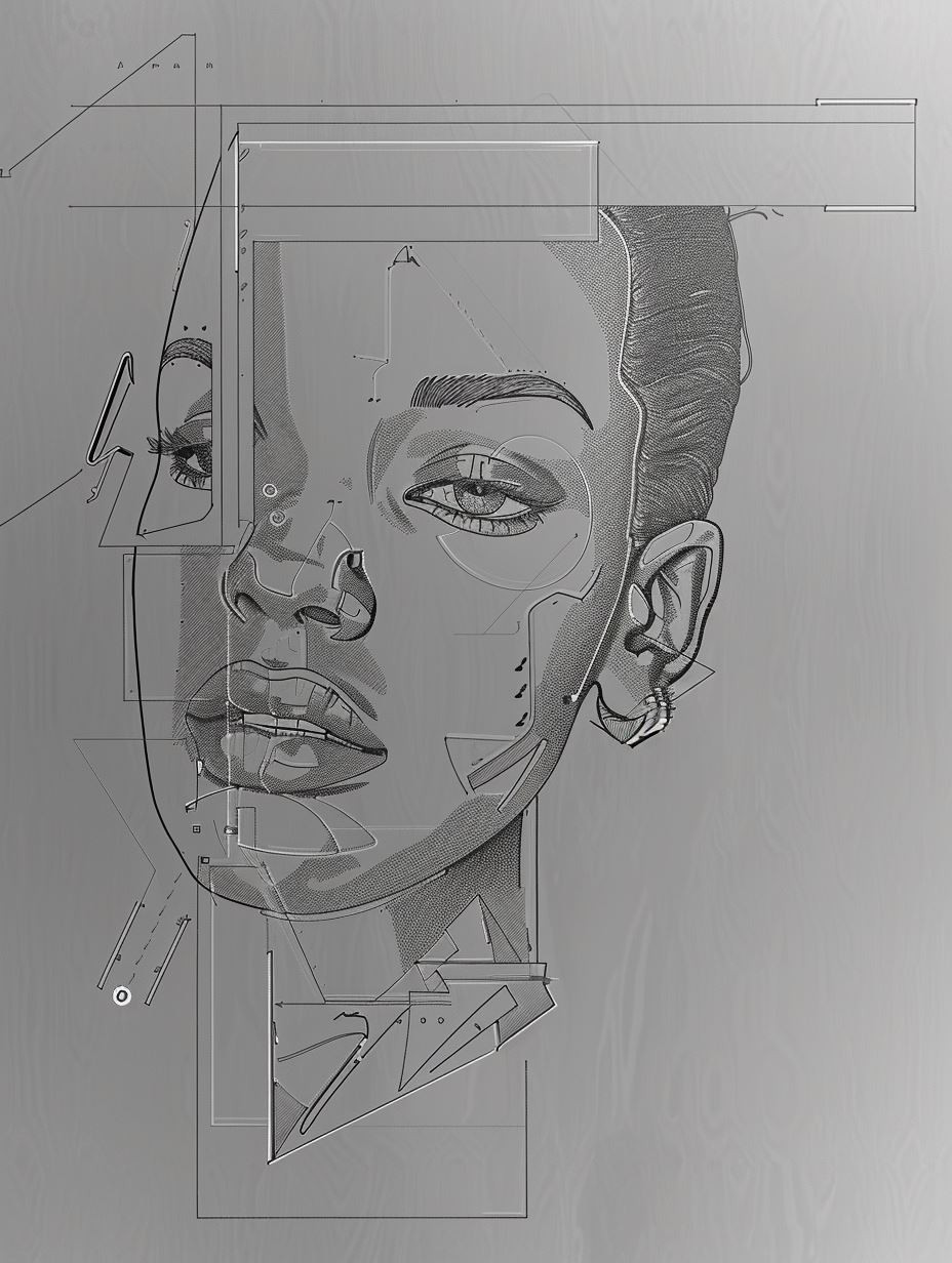 Cybernetic Blueprint Portrait - Image 1