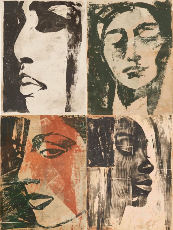 Fragmented Portraits in Ink Wash