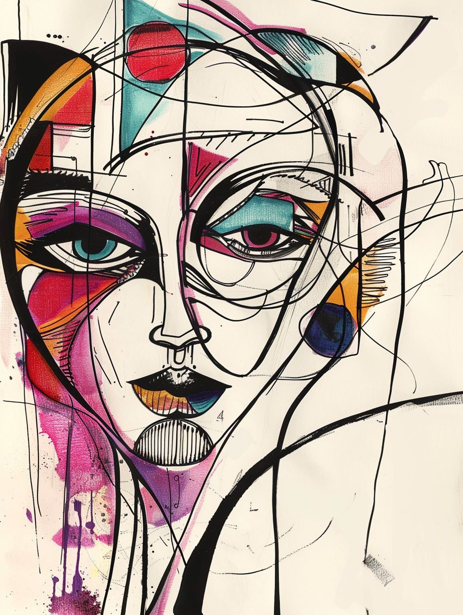 Fragmented Faces in Abstract Ink - Image 3
