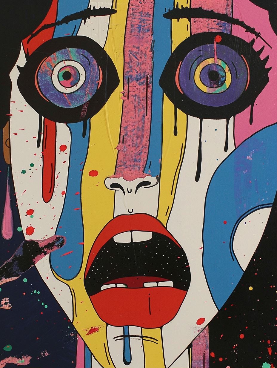 Neon Meltdown Psychedelic Portrait