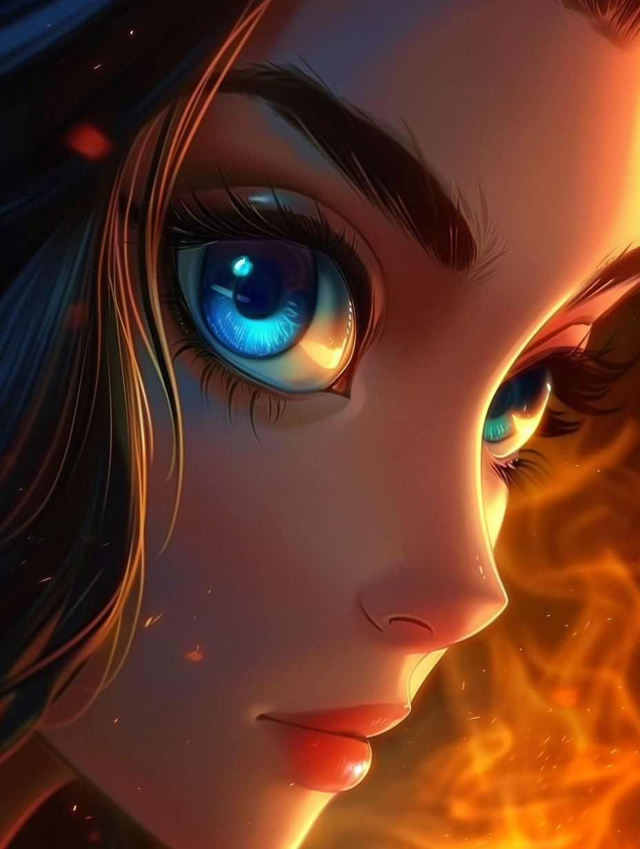 Azure Gaze in Ember Glow - Image 1