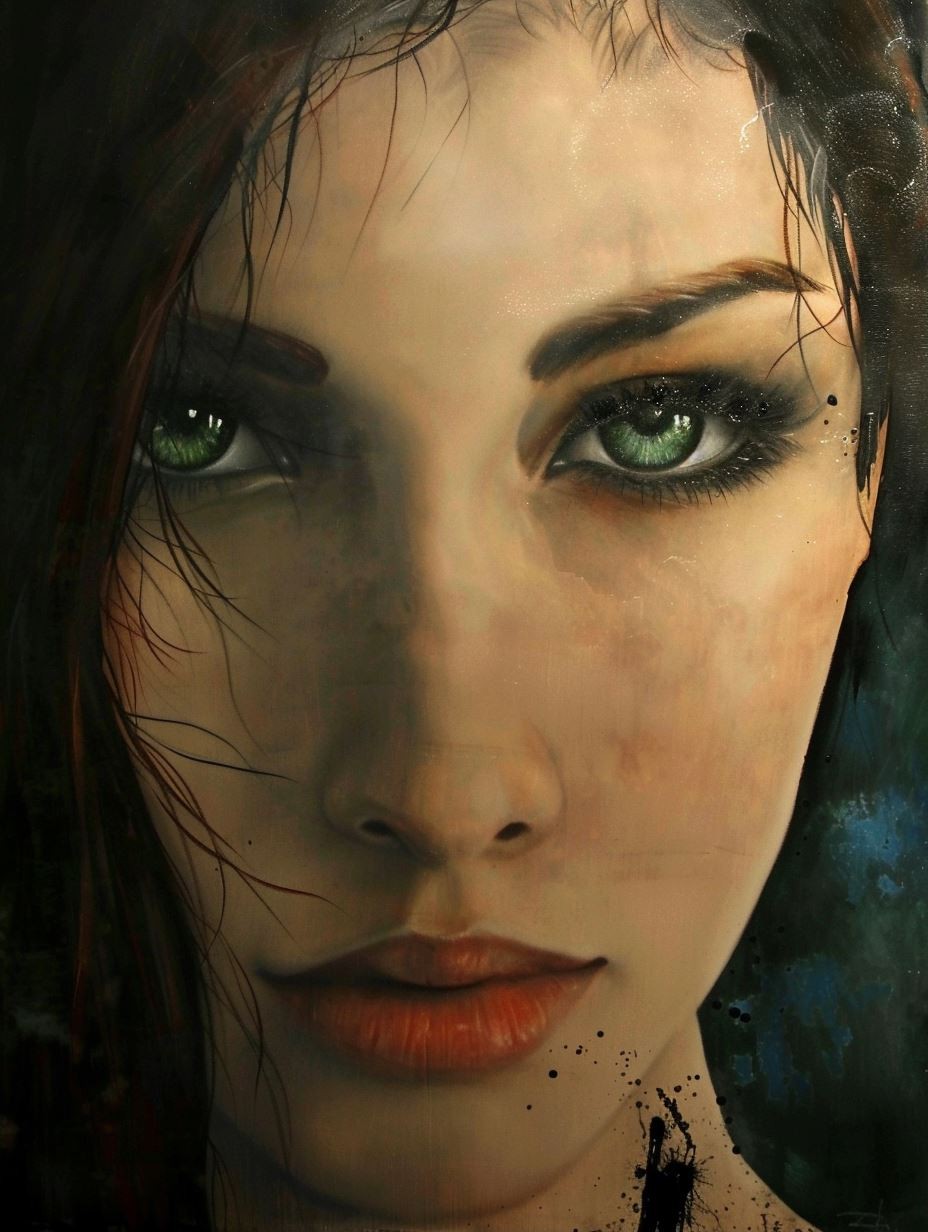 Ethereal Gaze in Shadowed Light - Image 1