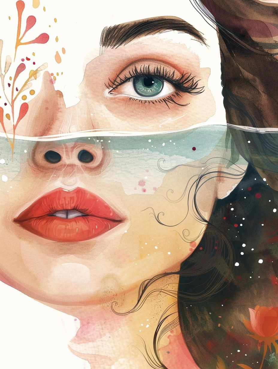 Submerged Ethereal Watercolor Portrait