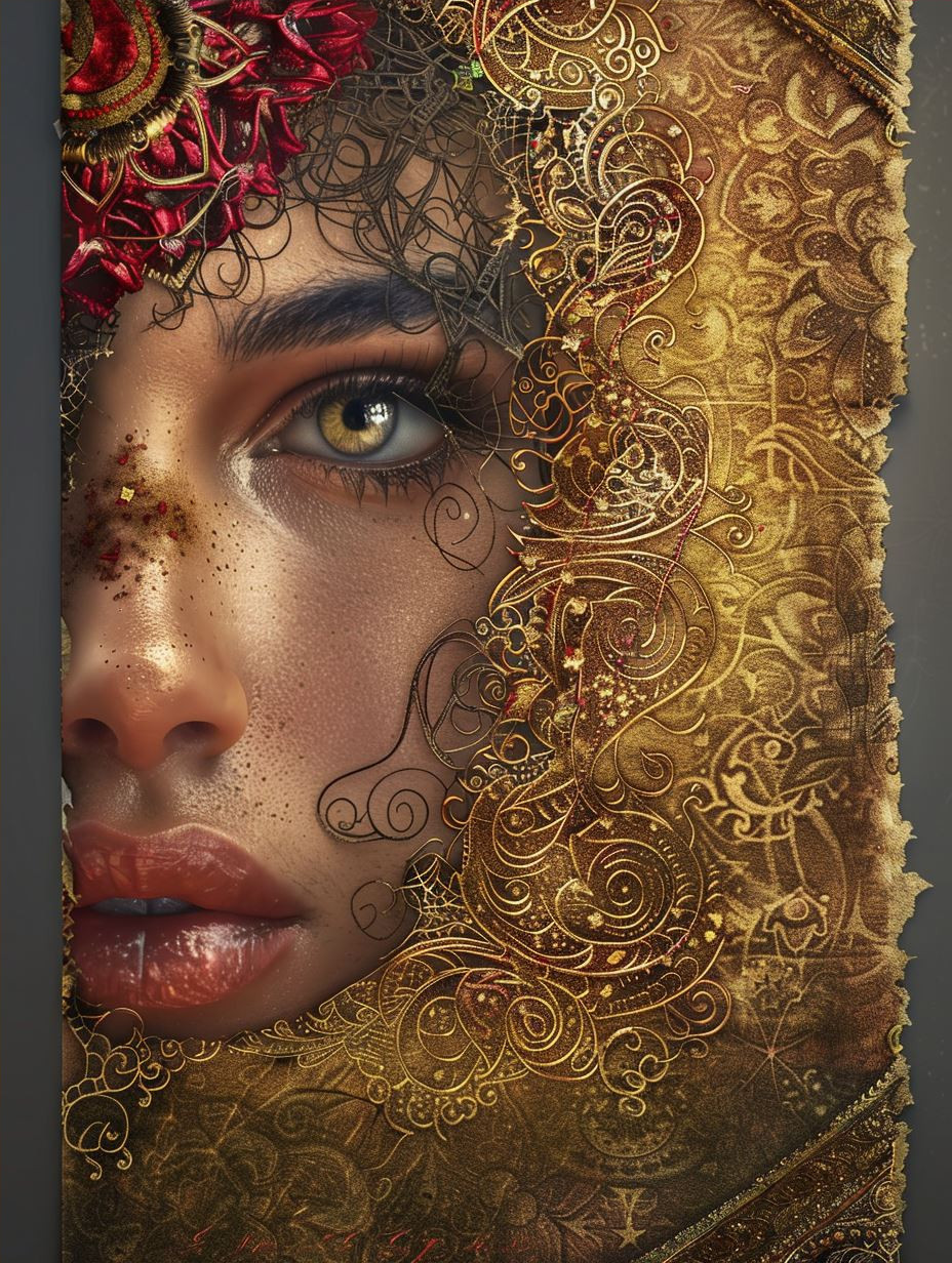 Ethereal Gilded Portrait of Elegance - Image 4