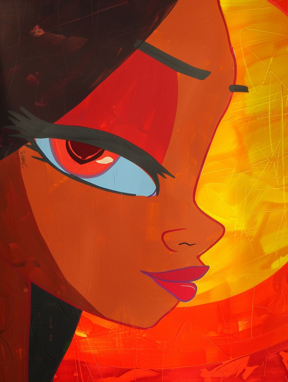 Crimson Gaze Artistic Portraits - Image 1
