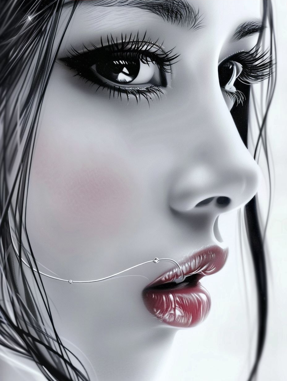 Ethereal Gazes in Monochrome and Red - Image 3
