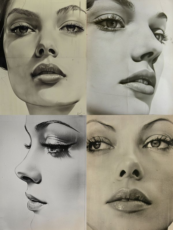 Gaze of Elegance: Charcoal Portrait Study
