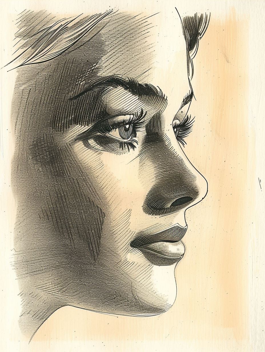 Vintage Glamour Ink Portrait - Image 3